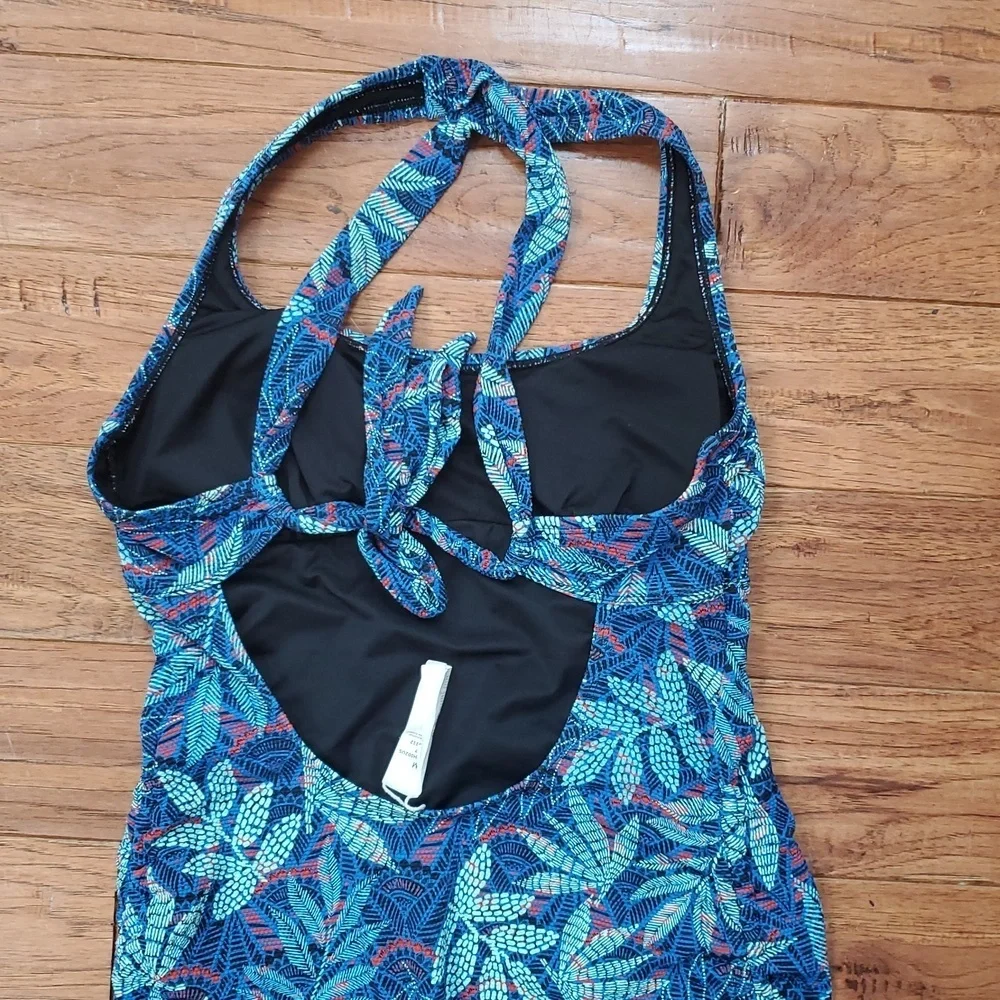 Cupshe Blue Leaf Print Maternity Swimsuit